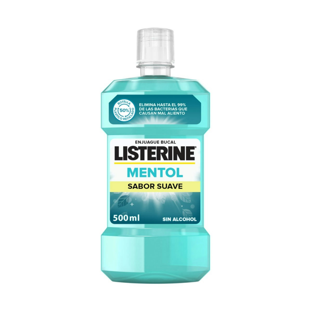 Listerine Enjuague Bucal  Mentol Suave Sin Alcohol 500 ml